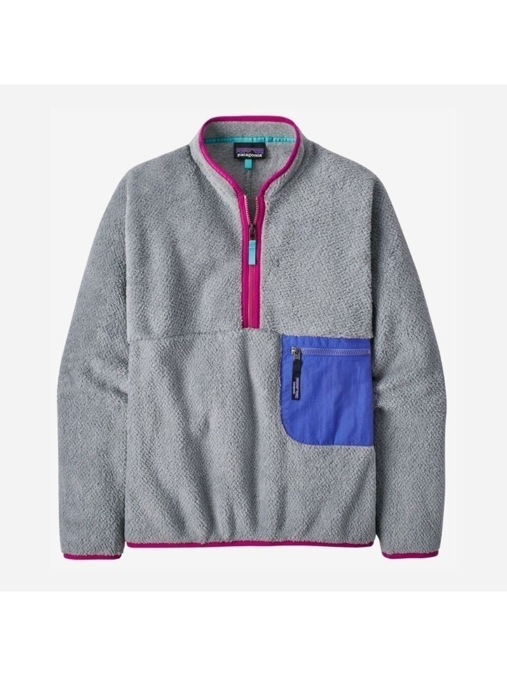 PATAGONIA WOMEN'S RE-TOOL 1/2 ZIP PULLOVER  FLEECE GREY FLOAT BLUE L